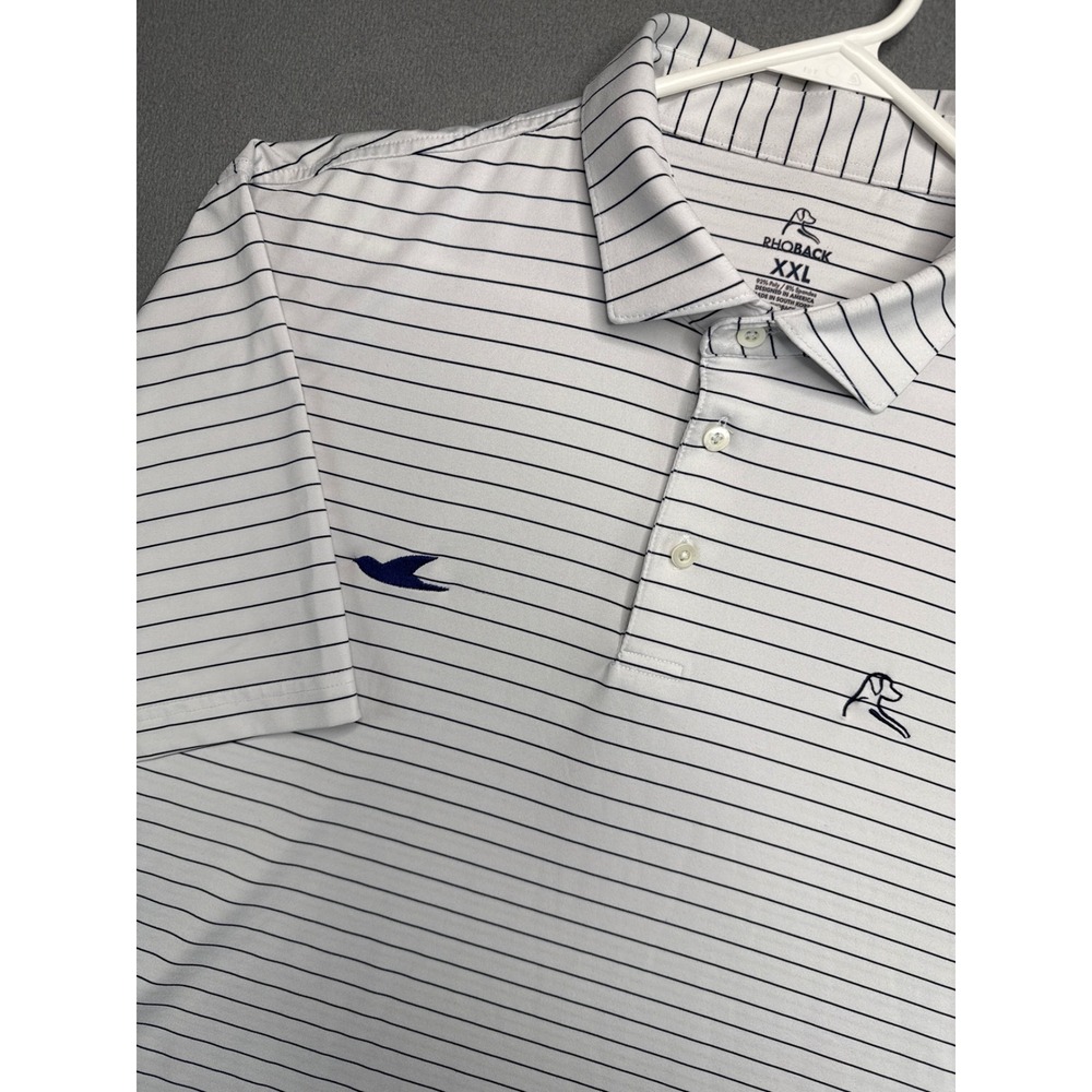 Rhoback Polo Mens XXL White The Ace Striped Performance Short Sleeve